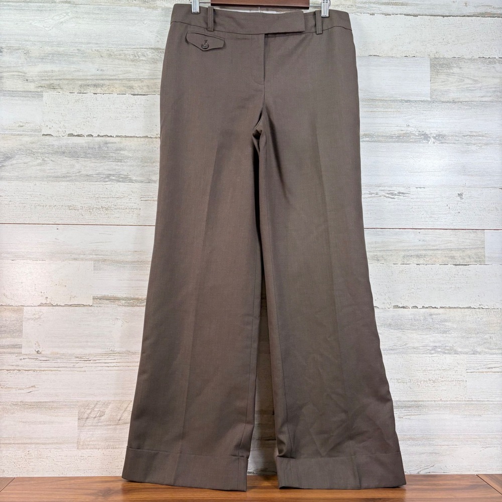 Ann Taylor Signature‎ Fit Brown Pinstripe Wide Leg Dress Pants Womens Size 10